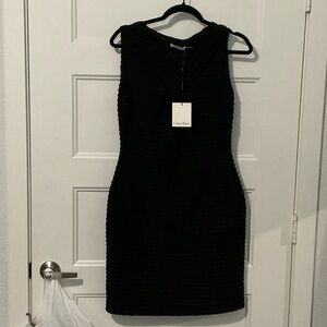 Calvin Klein Black Textured Sleeveless Sheath Dress